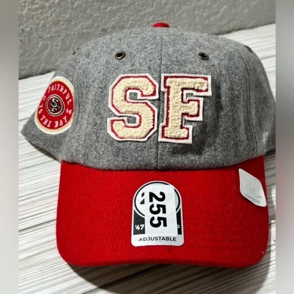 47 Stoney Clover NFL San Francisco 49ers Clean Up Grey Red Wool Blend Hat OS - Picture 1 of 9